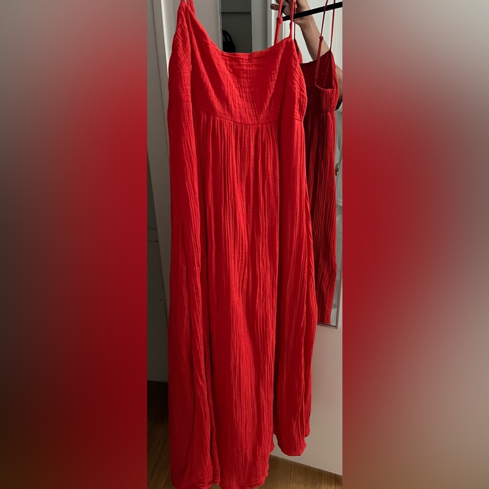 Abercrombie & Fitch Red Maxi A-Line Dress